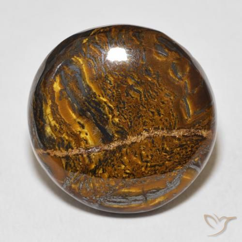 37.96ct Naturale Marrone caldo Matrice di occhio di tigre, Rotondo, Opaco
