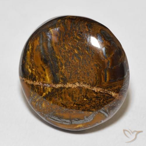 Matrice di occhio di tigre Marrone caldo naturale da 37.96 ct, Rotondo, Opaco