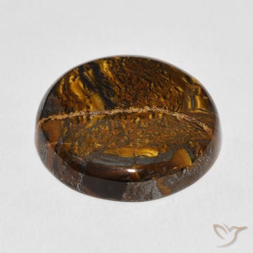 Matrice di occhio di tigre Marrone caldo naturale da 37.96 ct, Rotondo, Opaco