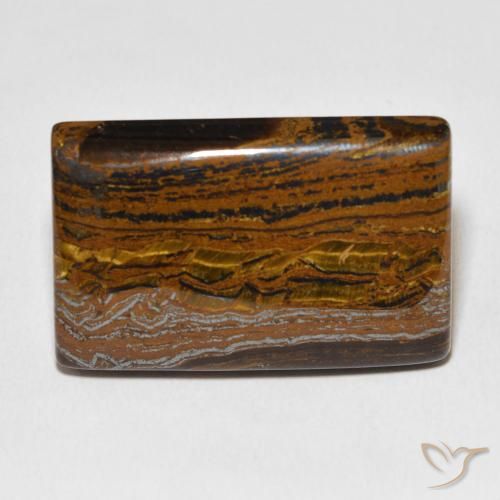 50.36ct Naturale Marrone dorato Matrice di occhio di tigre, Taglio a baguette, Opaco