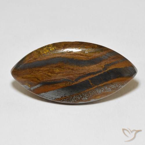 58.70ct Naturale Marrone giallastro Matrice di occhio di tigre, Taglio marquise, Opaco