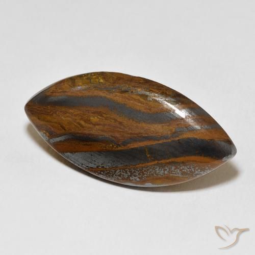 Matrice di occhio di tigre Marrone giallastro naturale da 58.70 ct, Taglio marquise, Opaco