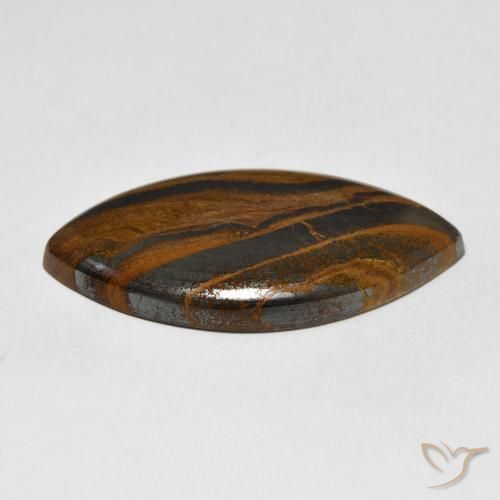 Matrice di occhio di tigre Marrone giallastro naturale da 58.70 ct, Taglio marquise, Opaco