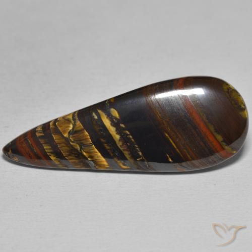 25.73ct Naturale Multicolore Matrice di occhio di tigre, Forma a pera, Opaco