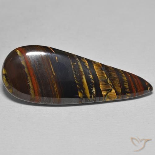 Matrice di occhio di tigre Multicolore naturale da 25.73 ct, Forma a pera, Opaco