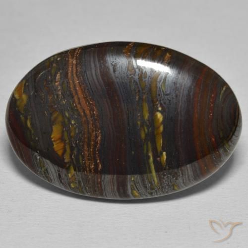 35.34ct Naturale Multicolore Matrice di occhio di tigre, Ovale, Opaco