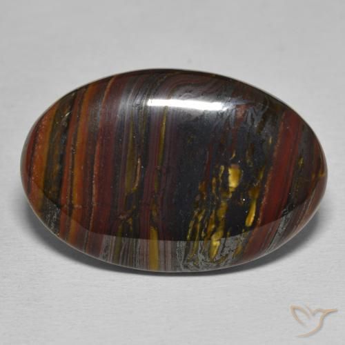 27.99ct Naturale Multicolore Matrice di occhio di tigre, Ovale, Opaco