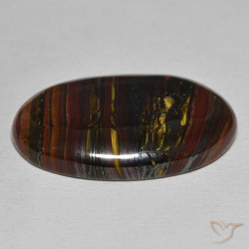 Matrice di occhio di tigre Multicolore naturale da 27.99 ct, Ovale, Opaco