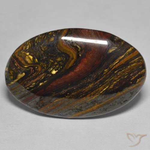 39.36ct Naturale Multicolore Matrice di occhio di tigre, Ovale, Opaco