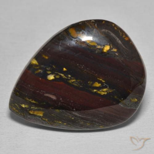22.84ct Naturale Multicolore Matrice di occhio di tigre, Forma a pera, Opaco