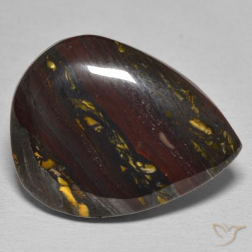 Matrice di occhio di tigre Multicolore naturale da 22.84 ct, Forma a pera, Opaco