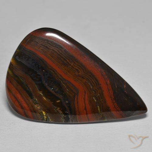Matrice di occhio di tigre Multicolore naturale da 44.25 ct, Forma a pera, Opaco