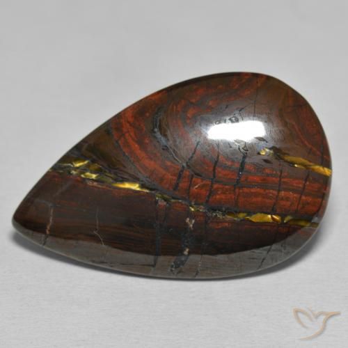 33.40ct Naturale Multicolore Matrice di occhio di tigre, Forma a pera, Opaco