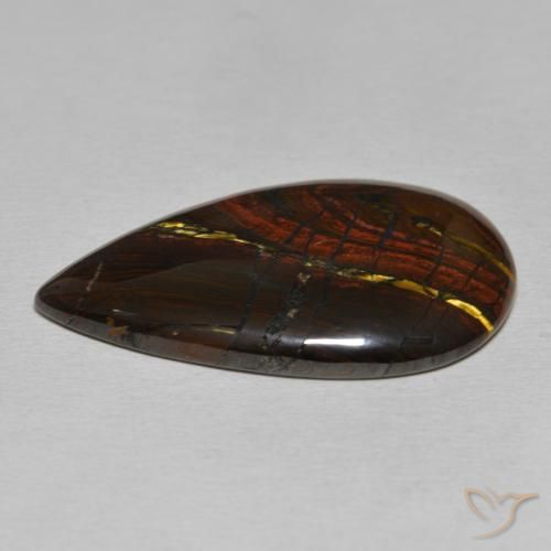 Matrice di occhio di tigre Multicolore naturale da 33.40 ct, Forma a pera, Opaco