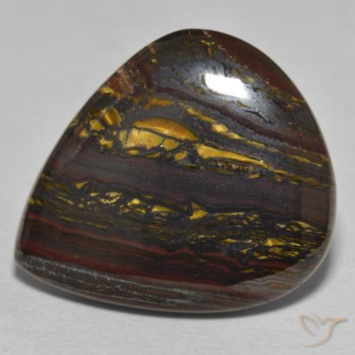 46.28ct Naturale Multicolore Matrice di occhio di tigre, Forma a pera, Opaco