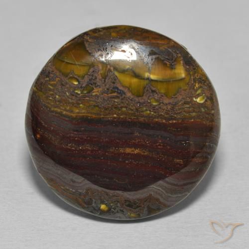 34.30ct Naturale Multicolore Matrice di occhio di tigre, Rotondo, Opaco