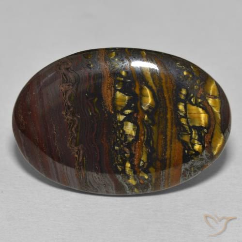 28.54ct Naturale Multicolore Matrice di occhio di tigre, Ovale, Opaco