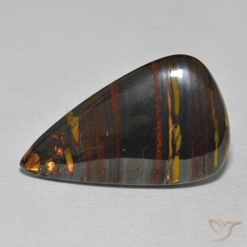 25.45ct Naturale Multicolore Matrice di occhio di tigre, Forma a pera, Opaco
