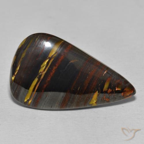Matrice di occhio di tigre Multicolore naturale da 25.45 ct, Forma a pera, Opaco