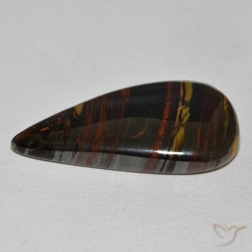 Matrice di occhio di tigre Multicolore naturale da 25.45 ct, Forma a pera, Opaco