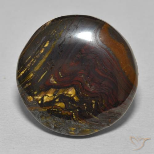 33.67ct Naturale Multicolore Matrice di occhio di tigre, Rotondo, Opaco