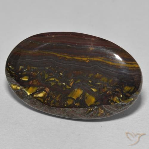 Matrice di occhio di tigre Multicolore naturale da 46.05 ct, Ovale, Opaco