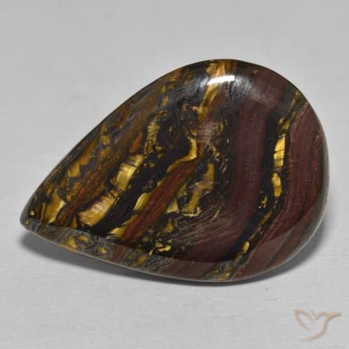 39.37ct Naturale Multicolore Matrice di occhio di tigre, Forma a pera, Opaco