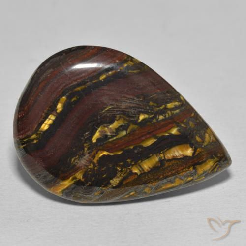 Matrice di occhio di tigre Multicolore naturale da 39.37 ct, Forma a pera, Opaco