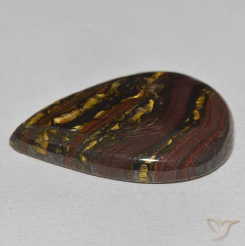 Matrice di occhio di tigre Multicolore naturale da 39.37 ct, Forma a pera, Opaco