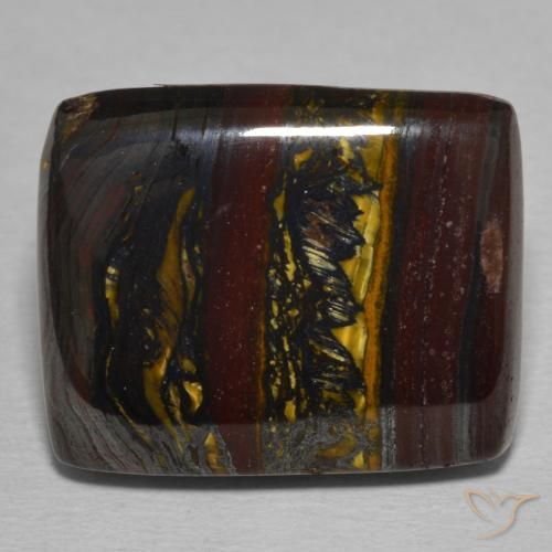 25.78ct Naturale Multicolore Matrice di occhio di tigre, Taglio a baguette, Opaco