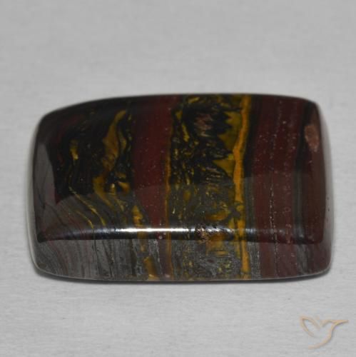 Matrice di occhio di tigre Multicolore naturale da 25.78 ct, Taglio a baguette, Opaco