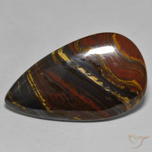 43.87ct Naturale Multicolore Matrice di occhio di tigre, Forma a pera, Opaco