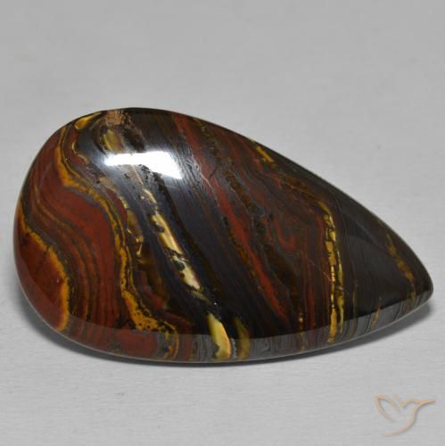 Matrice di occhio di tigre Multicolore naturale da 43.87 ct, Forma a pera, Opaco