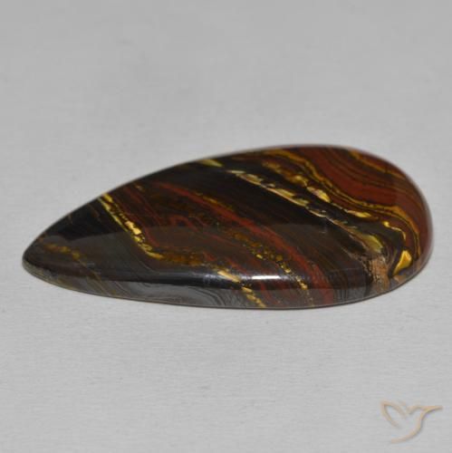 Matrice di occhio di tigre Multicolore naturale da 43.87 ct, Forma a pera, Opaco