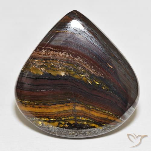 64.06ct Naturale Multicolore Matrice di occhio di tigre, Forma a pera, Opaco
