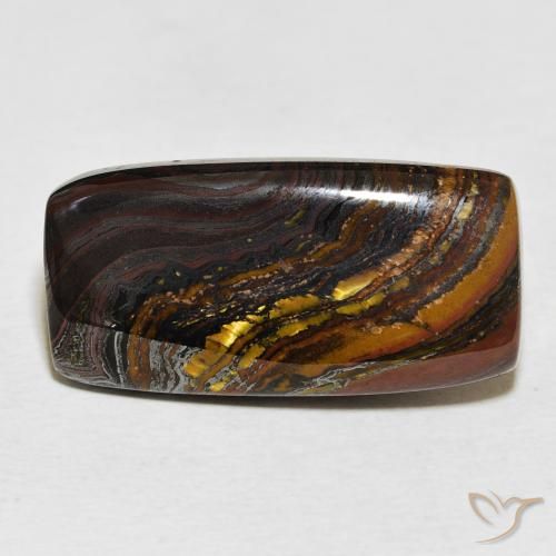 19.89ct Naturale Multicolore Matrice di occhio di tigre, Taglio a baguette, Opaco