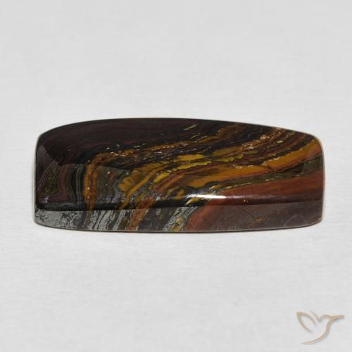 Matrice di occhio di tigre Multicolore naturale da 19.89 ct, Taglio a baguette, Opaco
