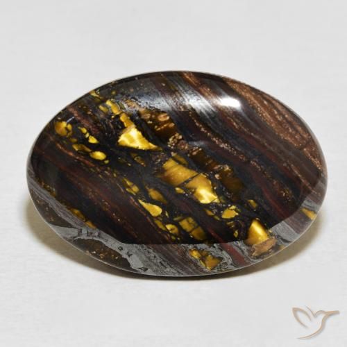 21.43ct Naturale Multicolore Matrice di occhio di tigre, Ovale, Opaco
