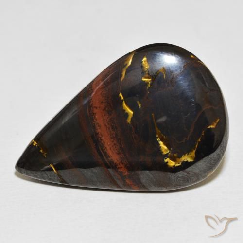 56.25ct Naturale Multicolore Matrice di occhio di tigre, Forma a pera, Opaco
