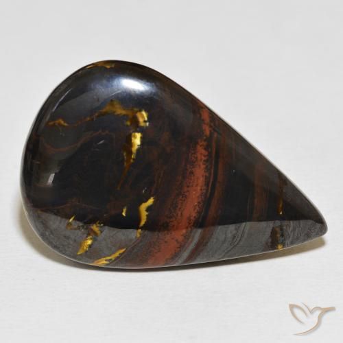 Matrice di occhio di tigre Multicolore naturale da 56.25 ct, Forma a pera, Opaco
