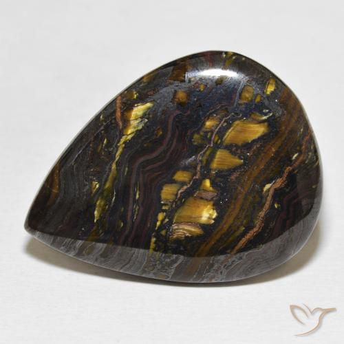 34.99ct Naturale Multicolore Matrice di occhio di tigre, Forma a pera, Opaco