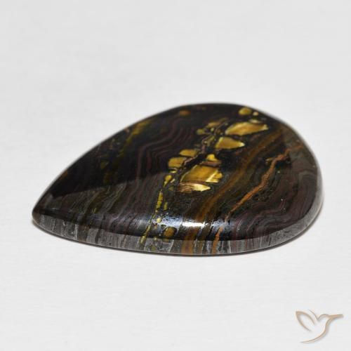 Matrice di occhio di tigre Multicolore naturale da 34.99 ct, Forma a pera, Opaco