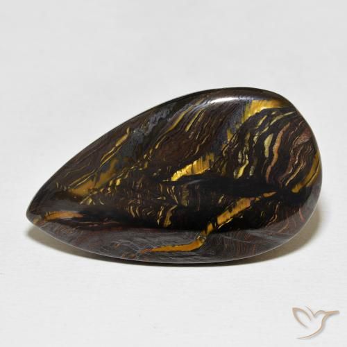 28.37ct Naturale Multicolore Matrice di occhio di tigre, Forma a pera, Opaco