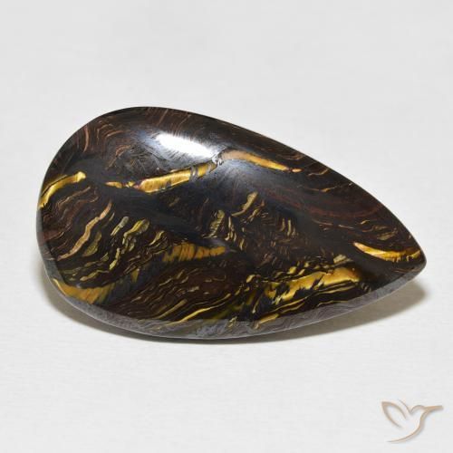 Matrice di occhio di tigre Multicolore naturale da 28.37 ct, Forma a pera, Opaco