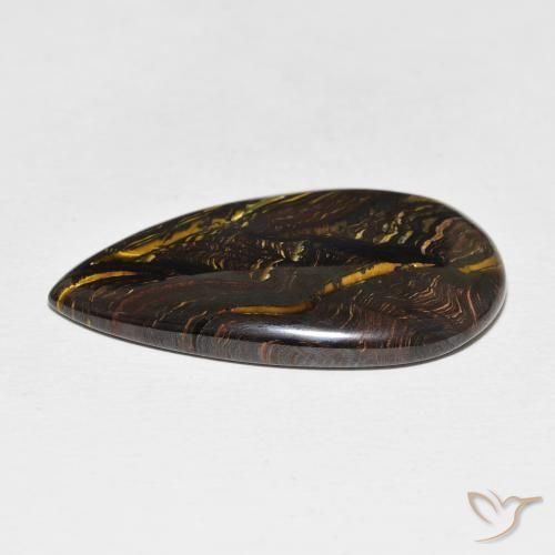 Matrice di occhio di tigre Multicolore naturale da 28.37 ct, Forma a pera, Opaco