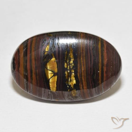 35.21ct Naturale Multicolore Matrice di occhio di tigre, Ovale, Opaco