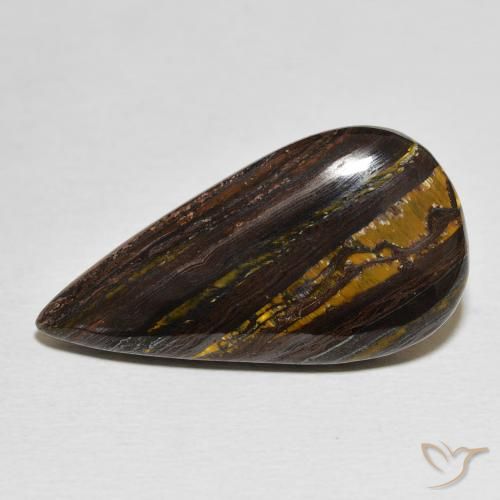 21.27ct Naturale Multicolore Matrice di occhio di tigre, Forma a pera, Opaco