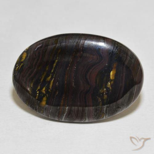29.46ct Naturale Multicolore Matrice di occhio di tigre, Ovale, Opaco