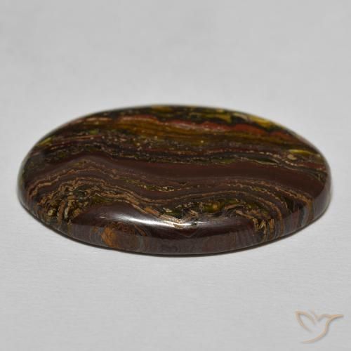 Matrice di occhio di tigre Medium Dark-Brown naturale da 35.50 ct, Ovale, Opaco
