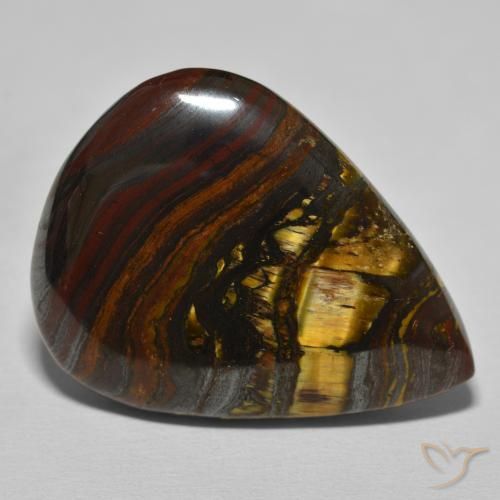 Matrice di occhio di tigre Medium Dark-Brown naturale da 40.12 ct, Forma a pera, Opaco